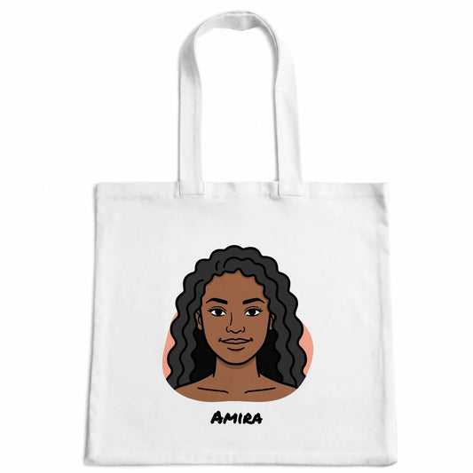 Halo portrait, coral pebble with the name Amira
