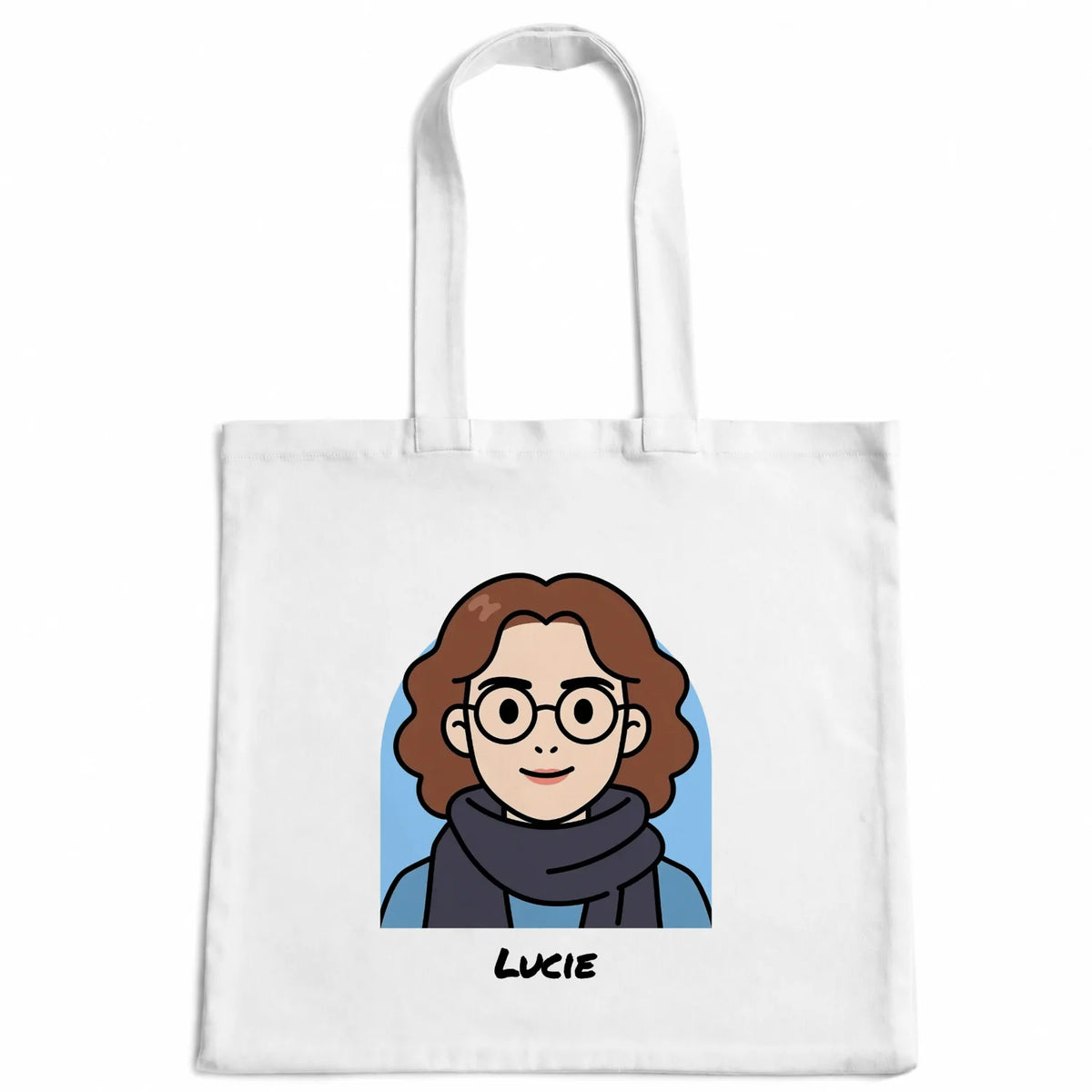 Portrait Halo arche bleue avec le prénom Lucie